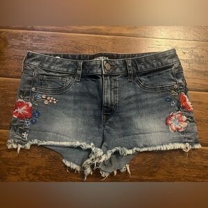 Embroidered Denim Shorts